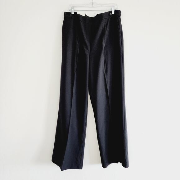 Calvin Klein Black Pleated Straight Leg Suit Pants Trousers Side Zipper Size 14 - Picture 1 of 6